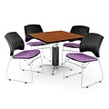 OFM™ 42 Square Cherry Laminate Multi-Purpose Table With 4 Chairs, Plum