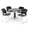 OFM™ 42 Square Gray Nebula Laminate Multi-Purpose Table With 4 Chairs, Slate Gray