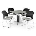 OFM™ 36 Square Gray Nebula Laminate Multi-Purpose Table With 4 Chairs, Putty
