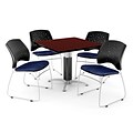 OFM™ 36 Square Mahogany Laminate Multi-Purpose Table With 4 Chairs, Navy