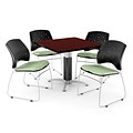 OFM™ 36 Square Mahogany Laminate Multi-Purpose Table With 4 Chairs, Sage Green