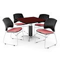 OFM™ 36 Square Mahogany Laminate Multi-Purpose Table With 4 Chairs, Coral Pink