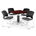 OFM™ 42 Square Mahogany Laminate Multi-Purpose Table With 4 Chairs, Slate Gray