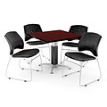 OFM™ 42 Square Mahogany Laminate Multi-Purpose Table With 4 Chairs, Black