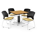 OFM™ 42 Square Oak Laminate Multi-Purpose Table With 4 Chairs, Golden Flax