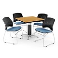 OFM™ 36 Square Oak Laminate Multi-Purpose Table With 4 Chairs, Cornflower Blue