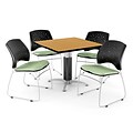 OFM™ 36 Square Oak Laminate Multi-Purpose Table With 4 Chairs, Sage Green