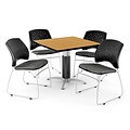 OFM™ 36 Square Oak Laminate Multi-Purpose Table With 4 Chairs, Slate Gray