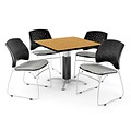 OFM™ 42 Square Oak Laminate Multi-Purpose Table With 4 Chairs, Putty