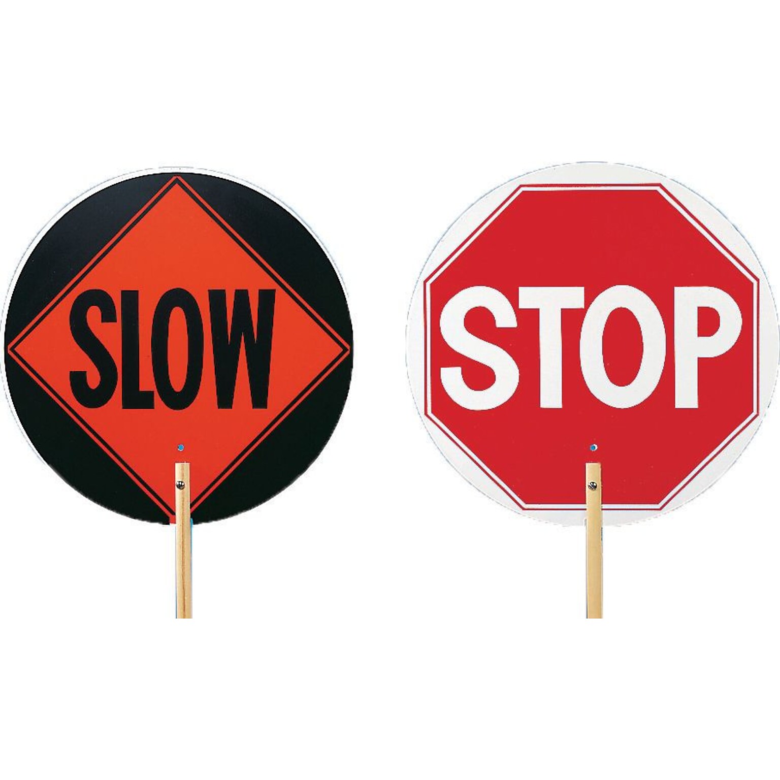 Mutual Industries STOP/SLOW Temporary Traffic Control Sign Paddle, 120 x 18, Hardboard (14983-10)