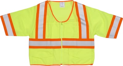 Mutual Industries High Visibility Sleeveless Safety Vest, ANSI Class R3, Lime, 2XL (16391-5)