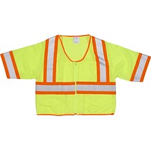Mutual Industries High Visibility Sleeveless Safety Vest, ANSI Class R3, Lime, 2XL (16391-5)