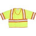 Mutual Industries MiViz ANSI Class 3 High Visibility Solid Safety Vest With Pockets; Lime, 3XL