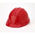 Mutual Industries Polyethylene 4-Point Ratchet Suspension Short Brim Hard Hat, Red (50200-79)