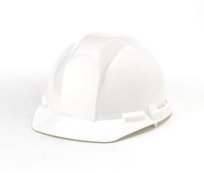 Mutual Industries 4-Point Ratchet Suspension Short Brim Hard Hat, White (50200-10)