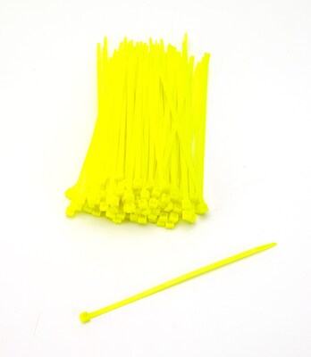 Mutual Industries Nylon Locking Ties, 7, Neon Yellow, 100/Pack