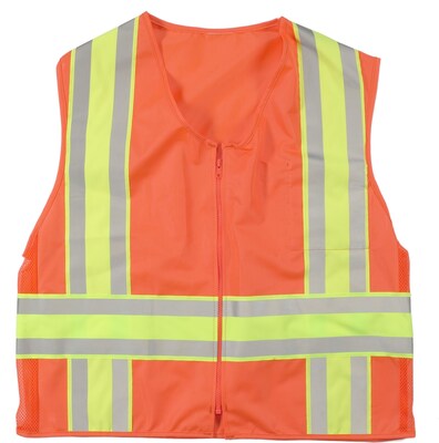 Mutual Industries MiViz ANSI Class 2 High Visibility Solid Deluxe Dot Safety Vest, Orange, Large