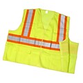 Mutual Industries MiViz ANSI Class 2 Solid Tearaway Safety Vest With Pockets; Lime, Large
