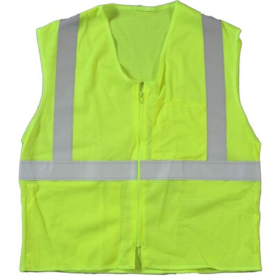 Mutual Industries High Visibility Sleeveless Safety Vest, ANSI Class R2, Lime, Large (17005-139-3)