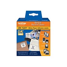 Brother DK-1221 Square Paper Labels, 9/10 x 9/10, Black on White, 1,000 Labels/Roll (DK-1221)