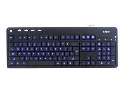A4Tech® KD-126 Blue LED Backlit Multimedia Wired Keyboard; Black