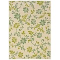 Floral Ivory/ Green Indoor/Outdoor Machine-made Polypropylene Area Rug (67 X 96)