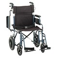 Nova Medical Products Aluminum Transport Chair with 12 inch Rear Wheels 19; Blue