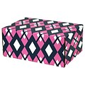 6.2X 3.7X9.5 GPP Gift Shipping Box, Classic Line, Pink/Navy Argyle, 24/Pack