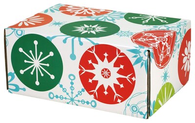 8.8X 5.5X12.2 GPP Gift Shipping Box, Holiday Line, Jumbo Snowflakes, 6/Pack