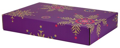 12.2x 3x17.8 GPP Gift Shipping Box, Holiday Line, Purple Snowflakes, 48/Pack