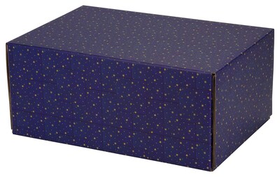 8.8X 5.5X12.2 GPP Gift Shipping Box, Holiday Line, Gold Stars on Blue, 6/Pack