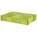 12.2x 3x17.8 GPP Gift Shipping Box, Lisa Line, Patchwork Green, 48/Pack