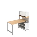 Bush Business Furniture Momentum 60Wx30D Desk w/ 24H Open Storage & 36W Hutch on Riser; Nat Maple, Installed