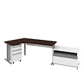 Bush Business Furniture Momentum Right-Handed L-Desk w Glass Panels, Storage, (2) 36W Hutches and Lateral File, Natural Maple