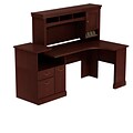 Bush Business Furniture Syndicate Expandable Corner Workstation with Hutch, Harvest Cherry, Installed