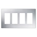 Lutron Claro 4-Gang CW-4-SS Wallplate; Stainless Steel