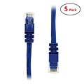 PCMS 1 RJ-45 Male/Male Cat5E UTP Ethernet Network Patch Cable, Blue, 5/Pack