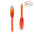 PCMS 3 RJ-45 Male/Male Cat5E UTP Ethernet Network Patch Cable, Orange, 5/Pack