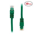 PCMS 3 RJ-45 Male/Male Cat5E UTP Ethernet Network Patch Cable, Green, 10/Pack