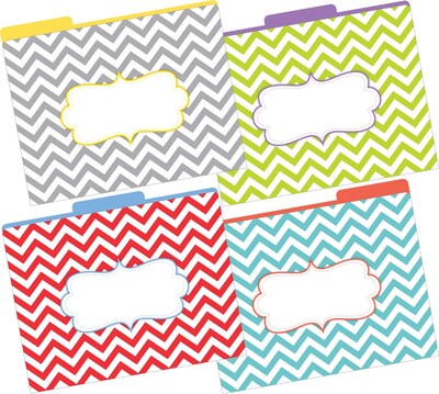 Barker Creek Letter 1/3-Cut Chevron Beautiful Decorative File Folder, Multi-Color, 12/Pack