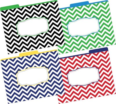 Barker Creek Letter 1/3-Cut Chevron Nautical Decorative File Folder, Multi-Color, 12/Pack