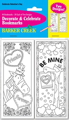 Barker Creek Celebrate Valentines Day Bookmark Set, 60/Pack