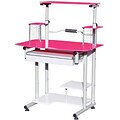 Hodedah HIS210 Modern Glass/Metal Computer Desk, Pink