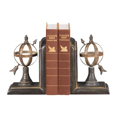 Sterling Industries 58287-44969 Set of 2 Arrow and Sphere Decorative Bookends; Black/Bronze