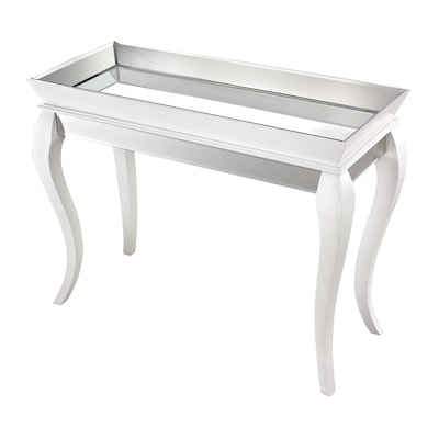 Sterling Industries 582114-809 32 Rectangle Console Table; Gloss White/Silver