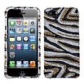 Insten® Diamante Phone Protector Cover F/iPhone 5/5S; Golden Zebra Skin