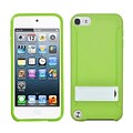 Insten® Gummy Cover With Stand For iPod Touch 5th Gen; Solid White/Solid Green