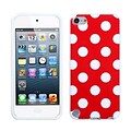 Insten® Polka Dots Design TPU Plastic Gummy Skin Phone Cover For iPod Touch 5th Gen; Red/White