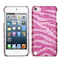 Insten® Zebra Skin Diamante Back Protector Cover For iPod Touch 5th Gen, Pink/Hot-Pink