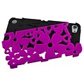 Insten® FlowerPower Hybrid Protector Cover For iPod Touch 5th Gen; Titanium Solid Hot-Pink/Black